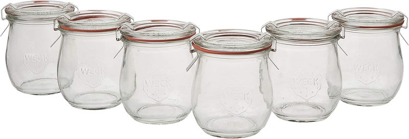 Weck Mini Tulip Jelly Jar with Glass Lids 6 Rings and 12 Clamps, 6 Count (Pack of 1) - Image 1